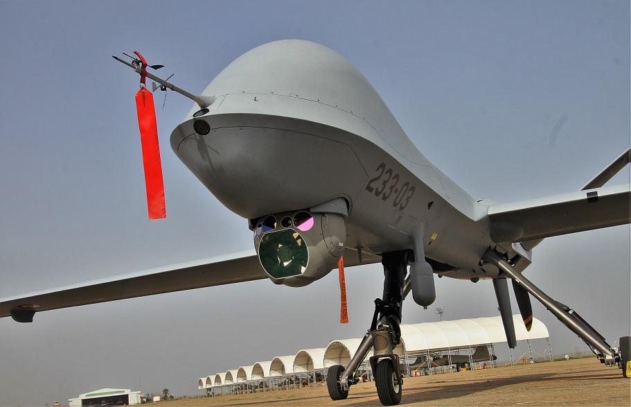 Primer plano de uno de los MQ-9 del Ala 23. (foto Julio Maz)